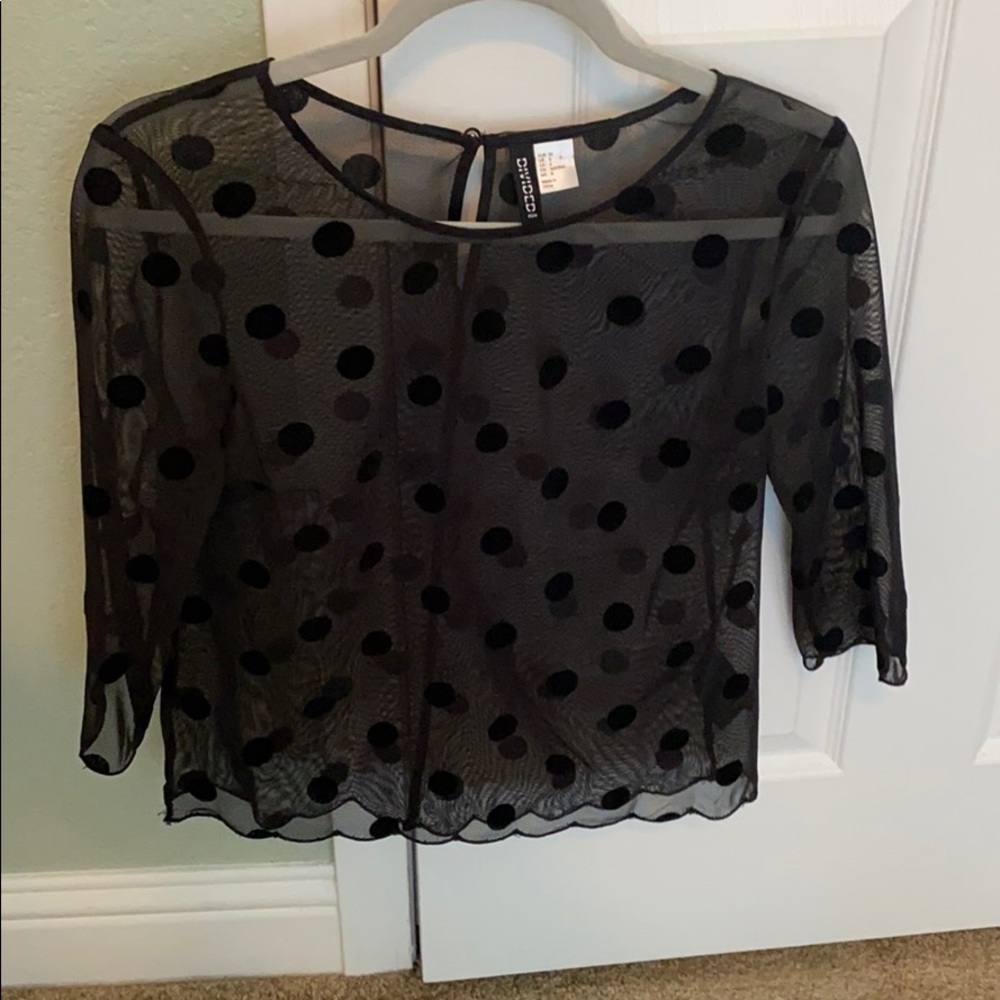 H&M Sheer black Polka dot blouse